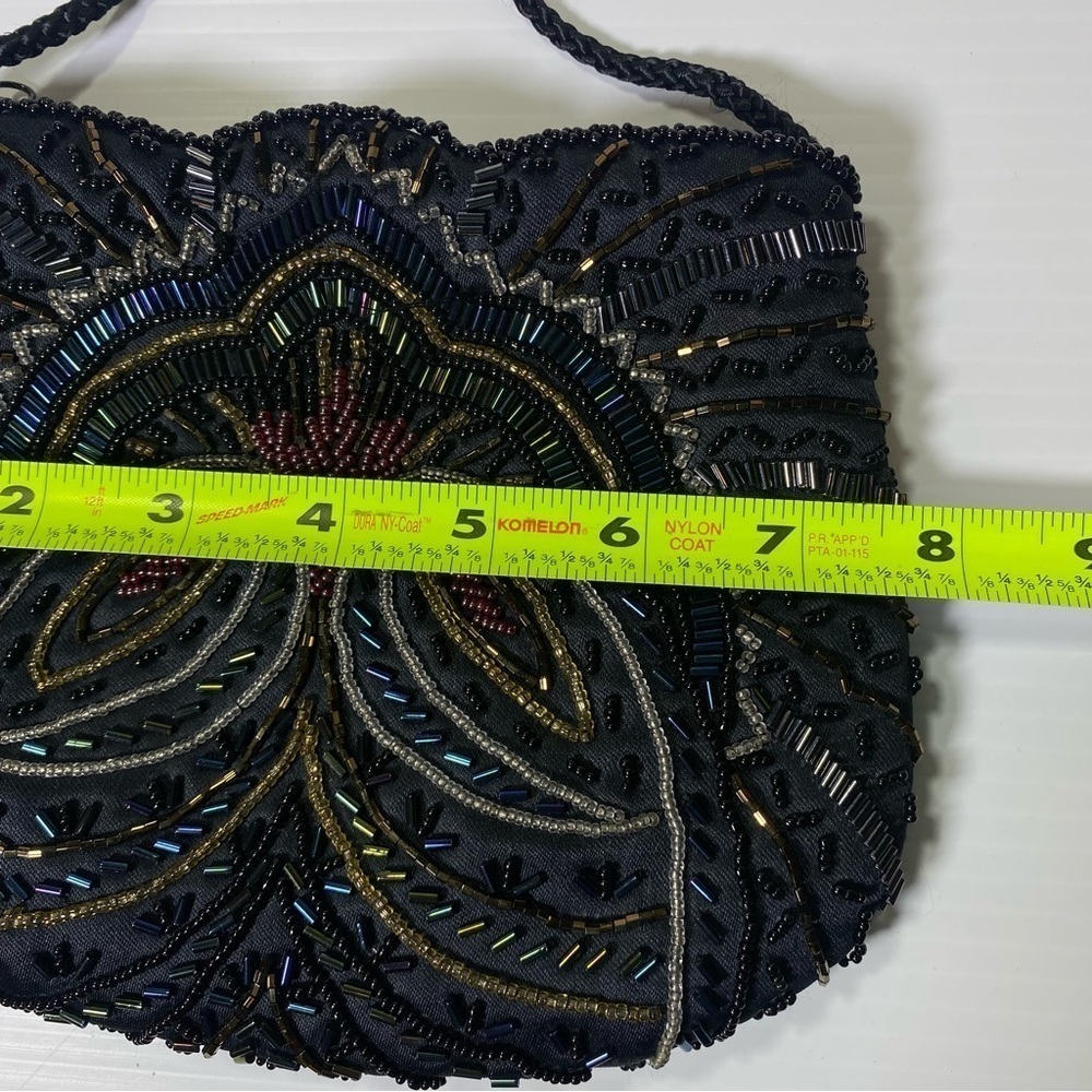 Carla Marchi black multi color beaded evening purse shoulder bag EUC - Picture 7 of 13